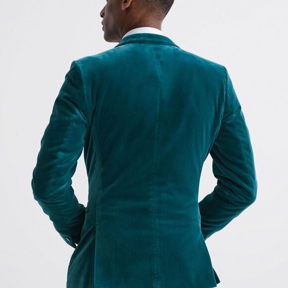 NWT SWING Slim Fit Single Breasted Velvet Blazer in Azure Men's Size 40 - Picture 2 of 6